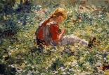 A Young Girl In a Flower Garden