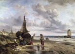 Children Playing By The Ocean