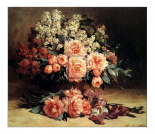 Lilac and Peonies with Irises