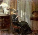 A Woman Sewing In An Interior