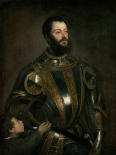 Portrait of Alfonso dAvalos, Marchese del Vasto, in Armor with a Page 1533
