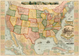 American Union Railroad Map Of The United States, 1871